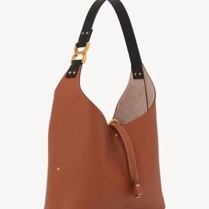 Chloe Tan Leather Shoulder Bag with Black Strap